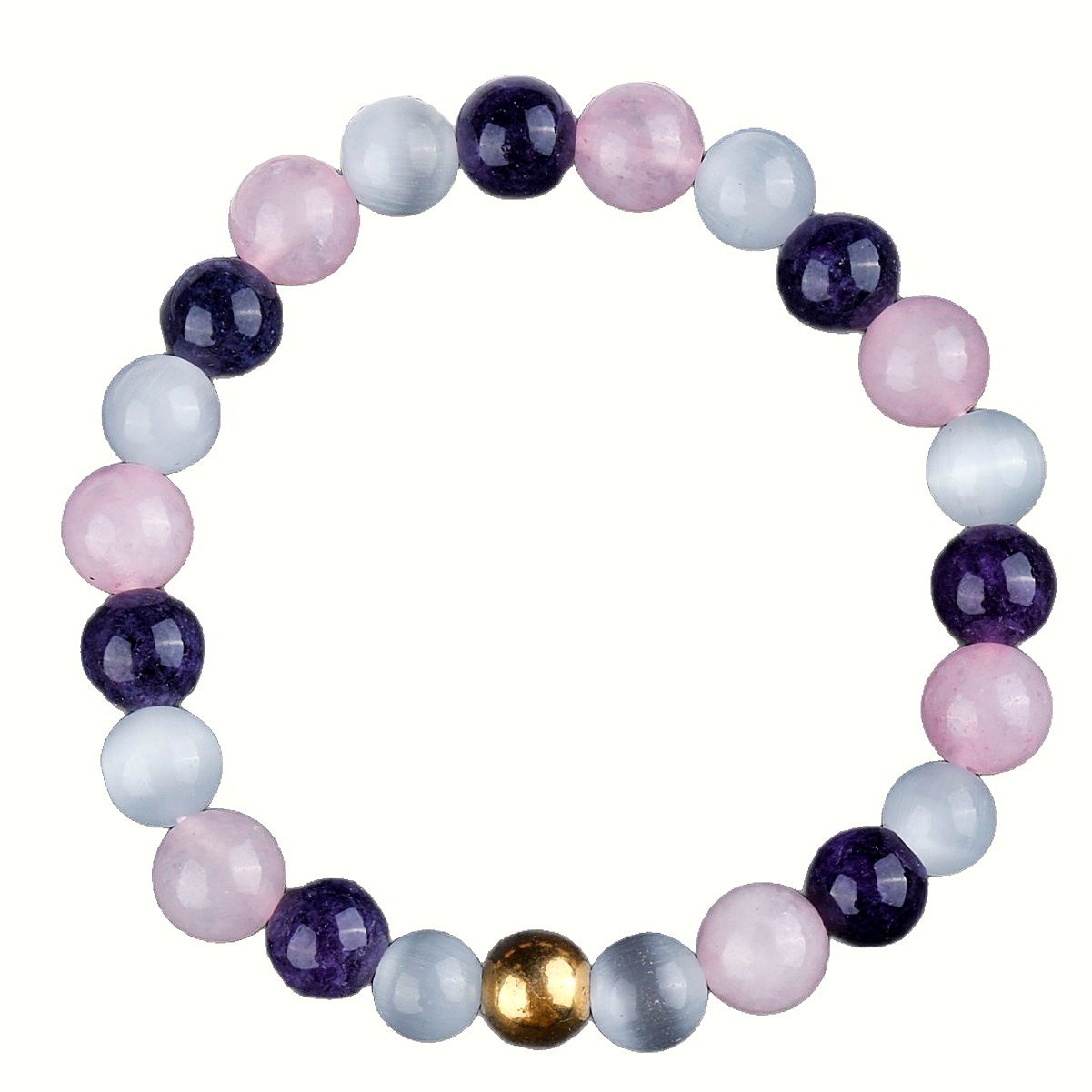 Handcrafted Cat's Eye Beaded Bracelet with Gold Accent - Image 5