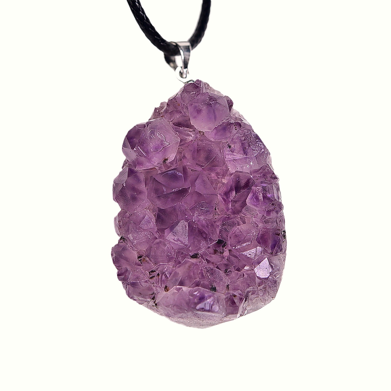 Raw Amethyst Cluster Teardrop Pendant Necklace - Image 5