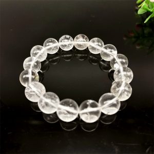 Handcrafted Clear Quartz Beaded Bracelet (White Crystal)