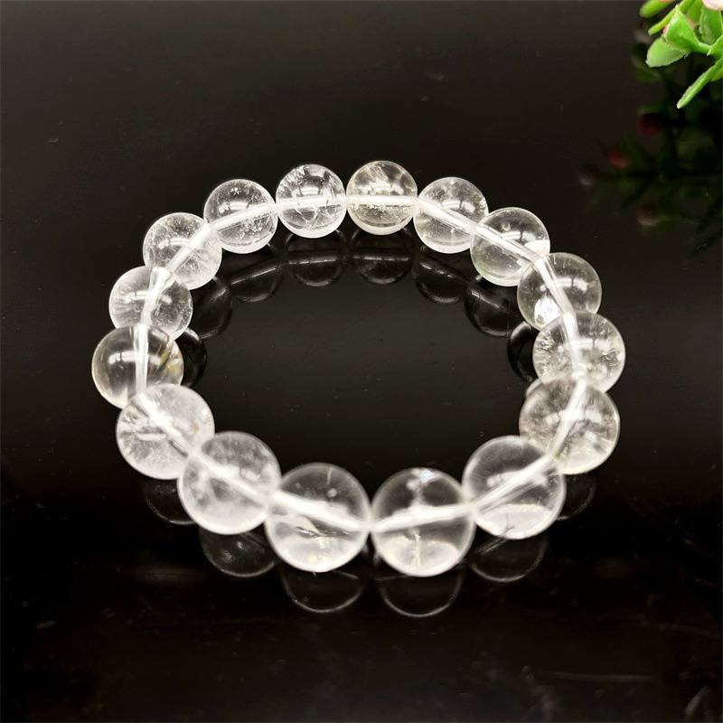 Handcrafted Clear Quartz Beaded Bracelet (White Crystal)