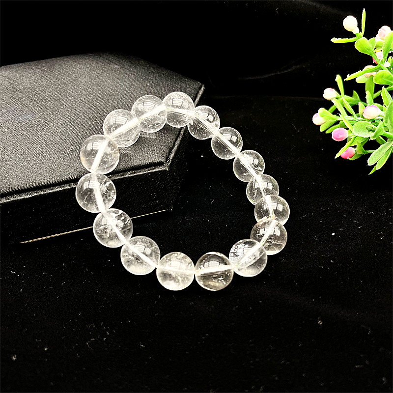 Handcrafted Clear Quartz Beaded Bracelet (White Crystal) - Image 2