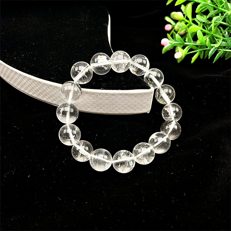 Handcrafted Clear Quartz Beaded Bracelet (White Crystal) - Image 3