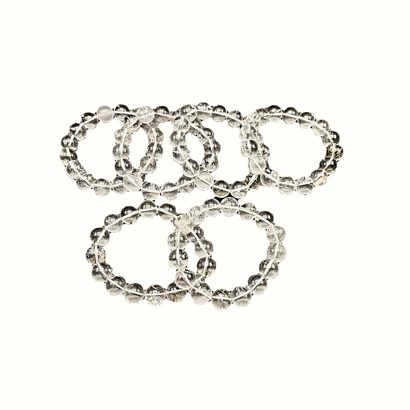 Handcrafted Clear Quartz Beaded Bracelet (White Crystal) - Image 4