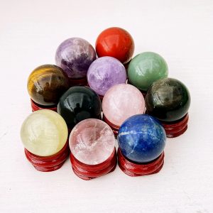 Natural Crystal Sphere Ornament with Stand