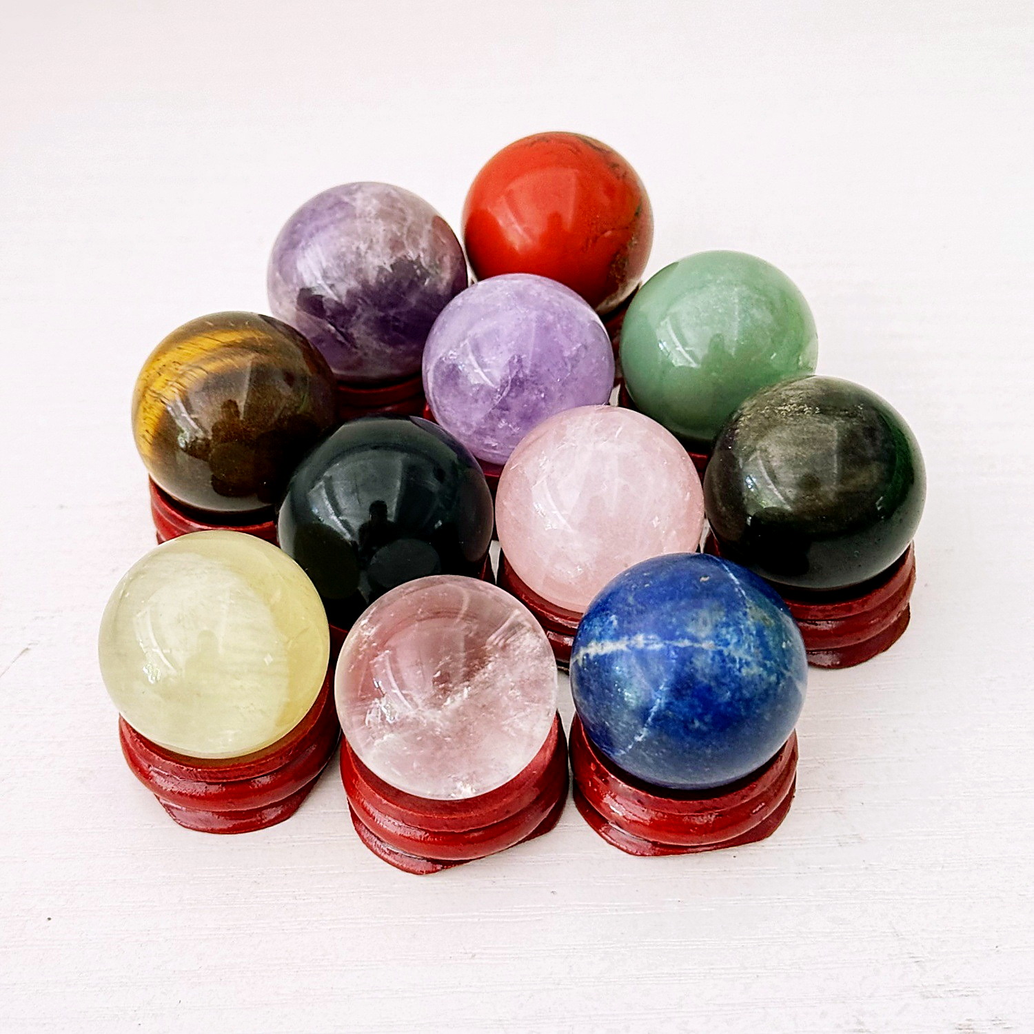 Natural Crystal Sphere Ornament with Stand