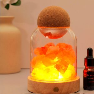 Raw Crystal Aromatherapy Diffuser Stone Ornament with LED Base