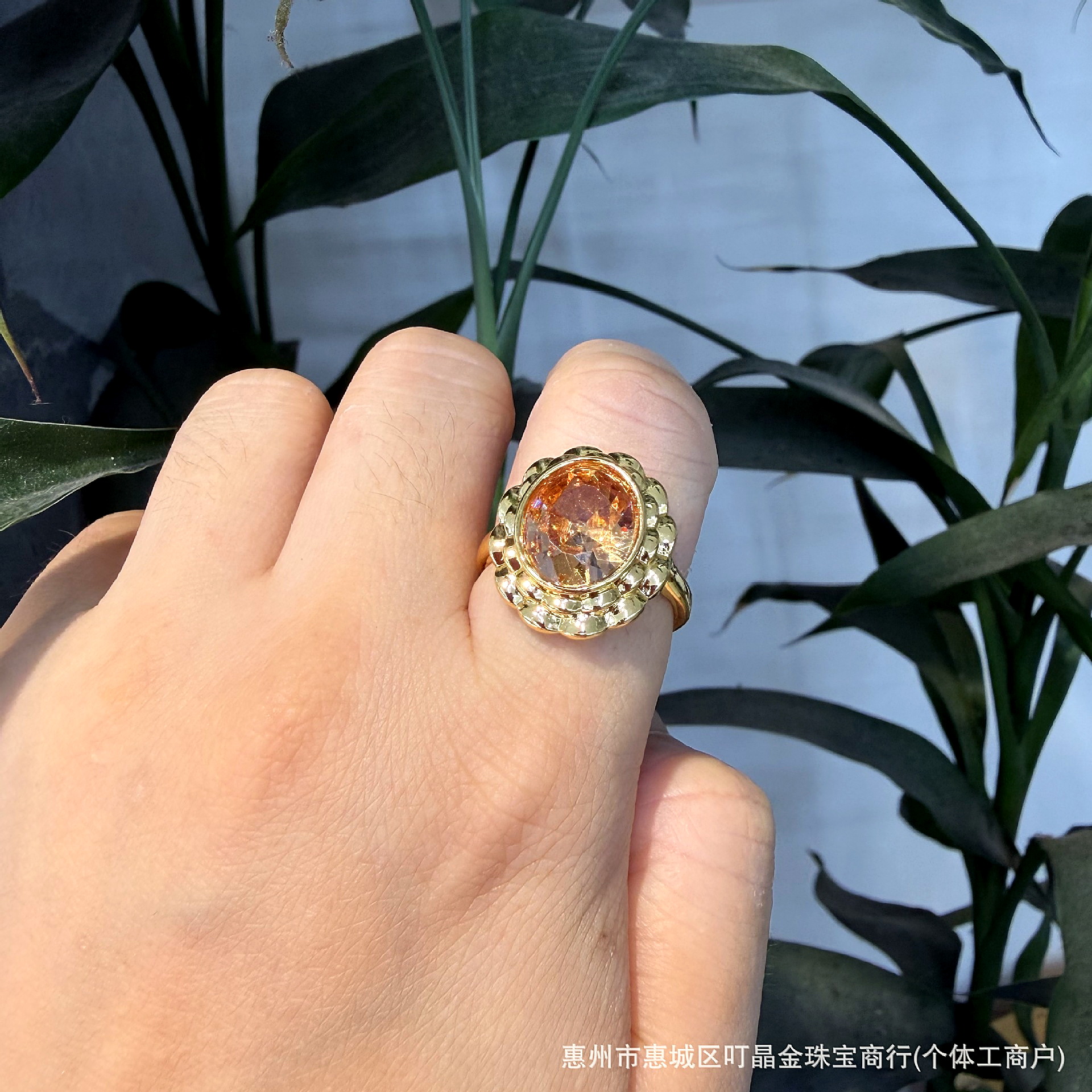 Vintage French Style Oval Crystal Statement Ring - Image 11