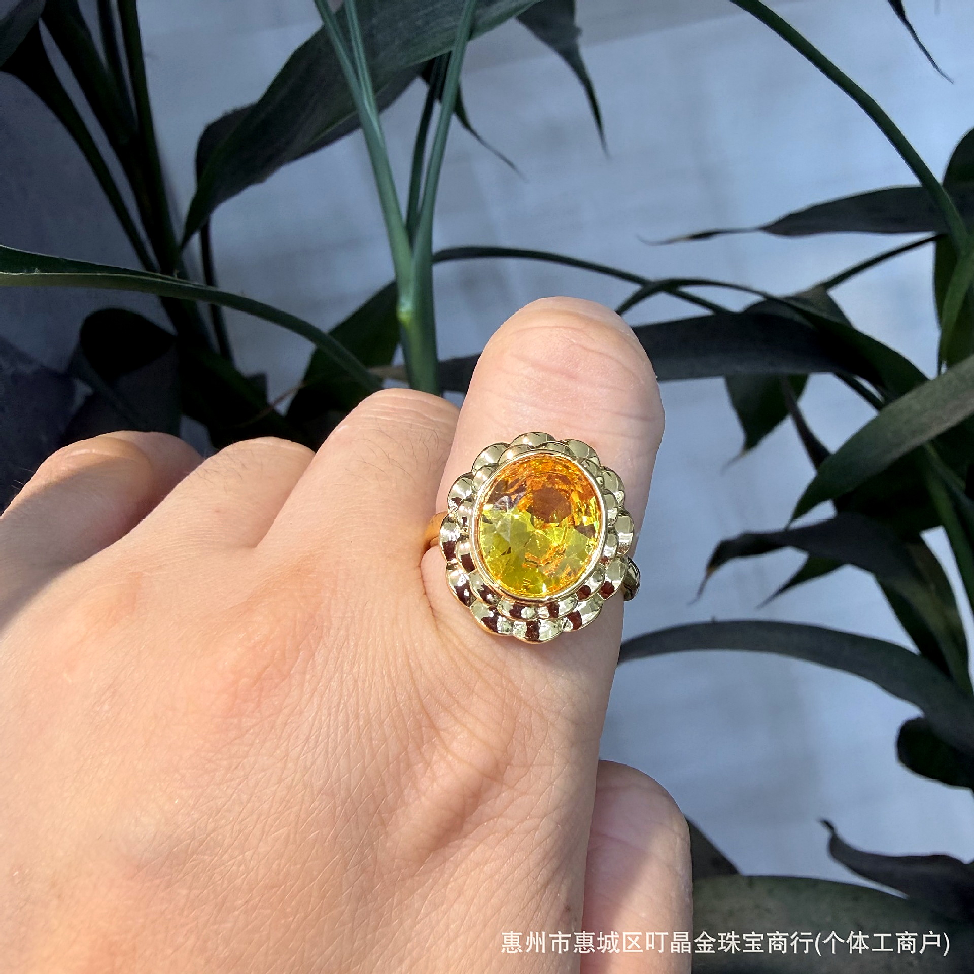 Vintage French Style Oval Crystal Statement Ring - Image 13
