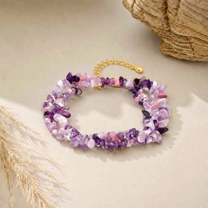Double-Layer Natural Amethyst Beaded Bracelet