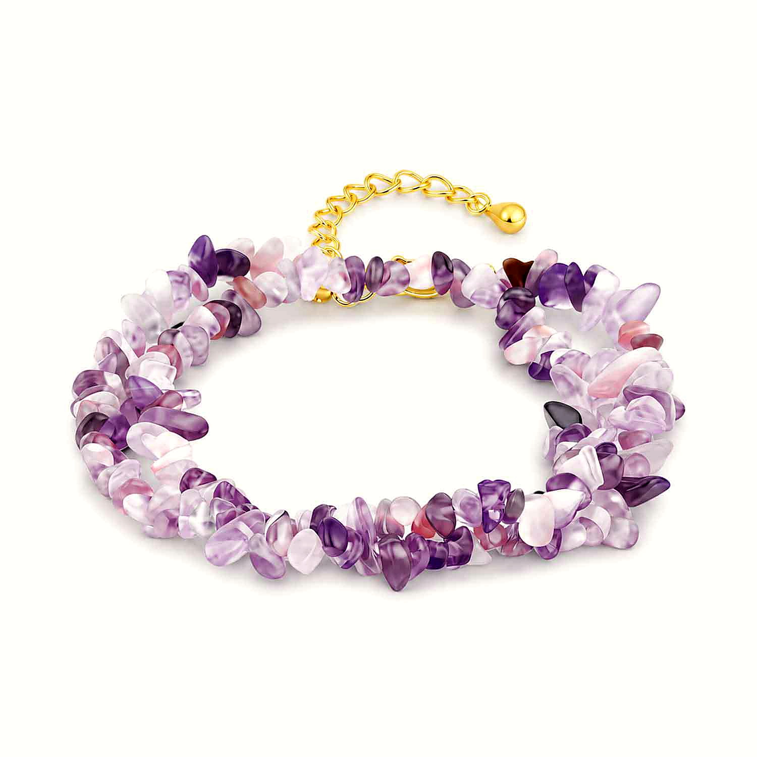Double-Layer Natural Amethyst Beaded Bracelet - Image 5
