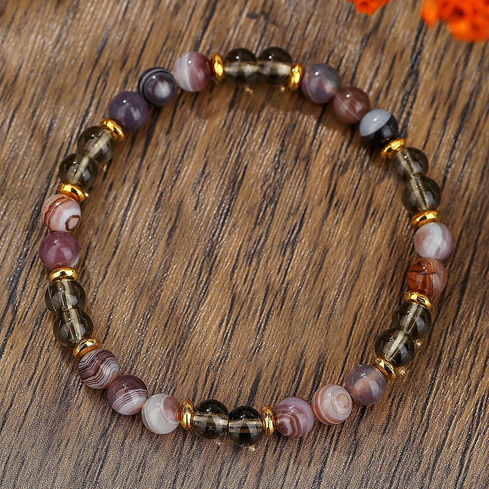 Natural Agate Beaded Stretch Bracelet (Assorted Styles) - Image 3